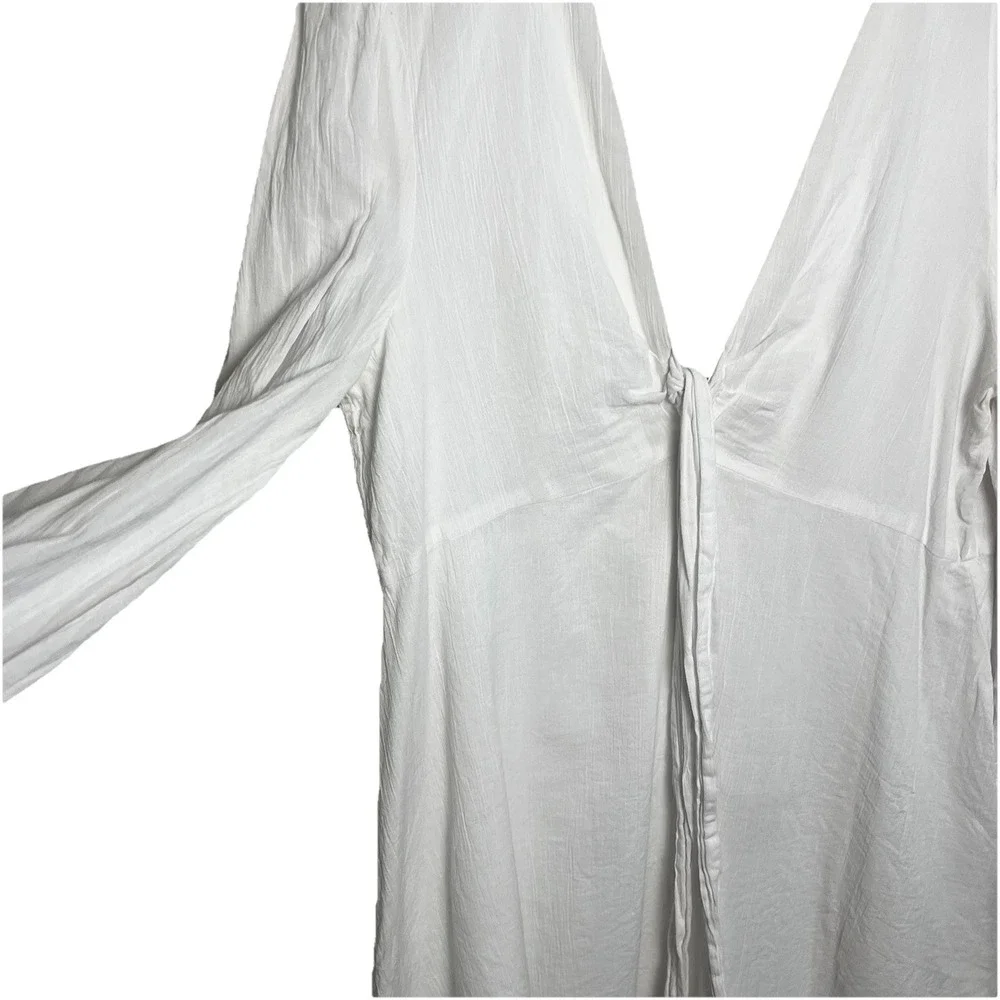 Gianni Bini Babydoll Dress Womens 12 White Tie Front Mini Zip Back Size 12‎ Bach